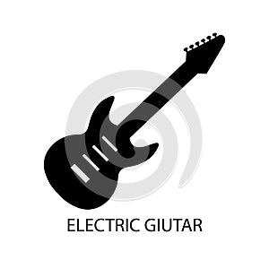 Electric guitar black sign icon. Vector illustration eps 10