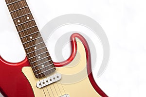 Electric guitar body isolated on white background. Entertainment and music concept.