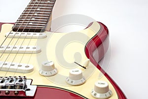 Electric guitar body isolated on white background. Entertainment and music concept