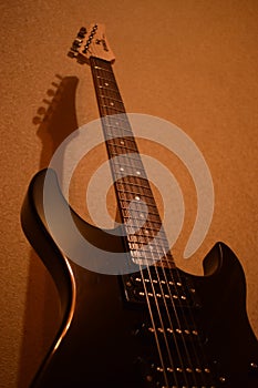 Electric guitar bridge closeup