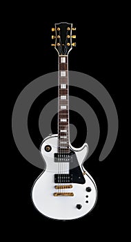 Electric guitar the classic shape Les Paul on white background.