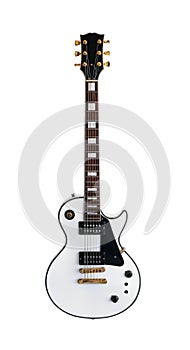 Electric guitar the classic shape Les Paul on white background.