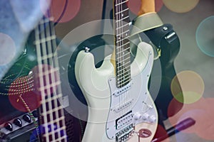 Electric guitar close up detail