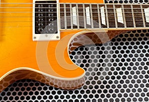 Electric guitar close up Metal surface