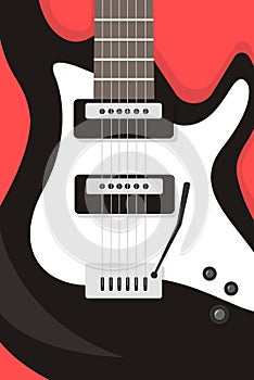 Electric guitar close up poster. World music day.