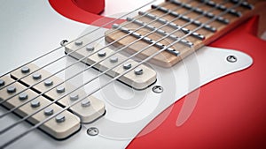 Electric guitar detail with DOF effect. 3D illustration