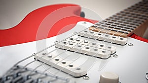 Electric guitar detail with DOF effect. 3D illustration