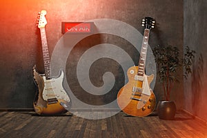 Electric guitar in the empty room