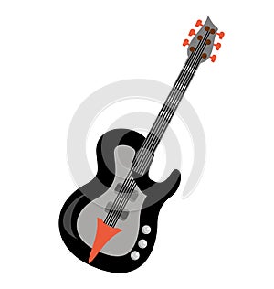 Electric guitar flat vector illustration. Rock music instrument. Flat illustration electric guitar. Acoustic guitar or