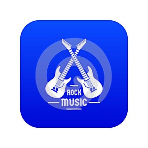 Electric guitar icon blue vector