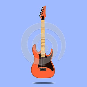 Electric guitar icon isolated on blue background . Rock music instrument. Flat design Illustration