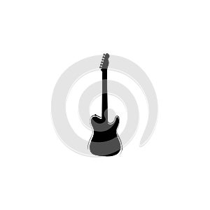 Electric guitar icon. Simple style rock music festival ticket big sale poster background symbol. Electric guitar brand logo design