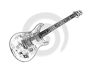 Electric guitar isolated, illustration