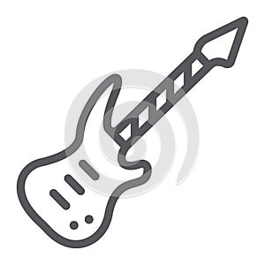 Electric guitar line icon, music and sound, string musical instrument sign, vector graphics, a linear pattern on a white