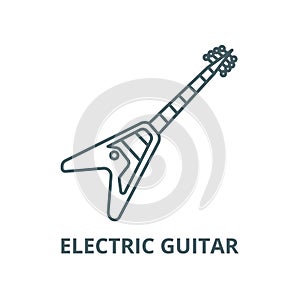Electric guitar line icon, vector. Electric guitar outline sign, concept symbol, flat illustration