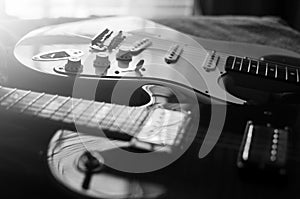 Electric guitar macro abstract black and white