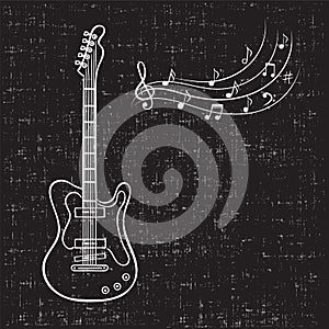 Electric guitar and music notes