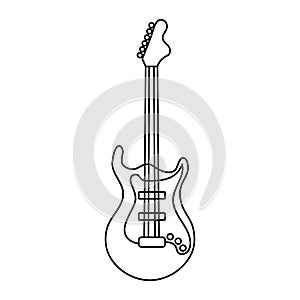 Electric guitar, musical instrument, line art. Sketch, icon vector