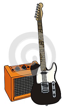 Electric guitar and the orange combo