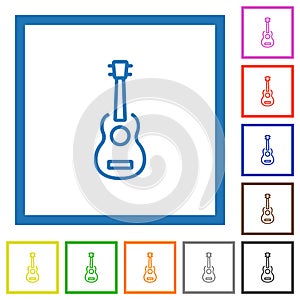 Electric guitar outline flat framed icons