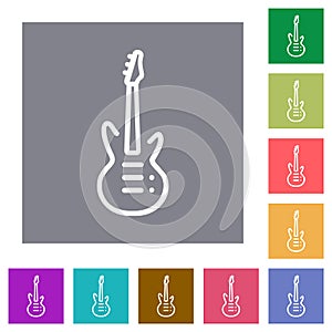 Electric guitar outline square flat icons