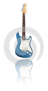 Electric guitar with reflection, metallic-blue