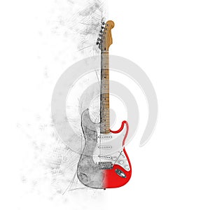Electric guitar and sketch
