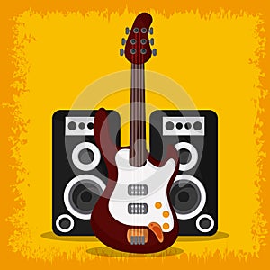 Electric guitar speaker music sound media festival icon. Vector