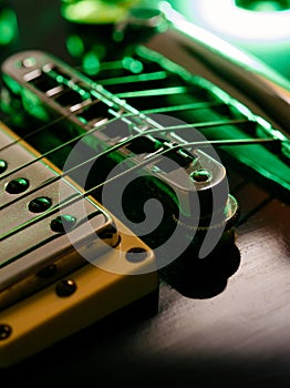 Electric guitar strings and bridge macro