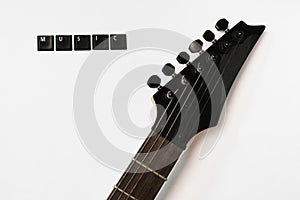 Electric guitar strings love music isolated background