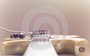 Electric guitar sunburst closeup, macro abstract photo