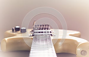 Electric guitar sunburst closeup, macro abstract photo