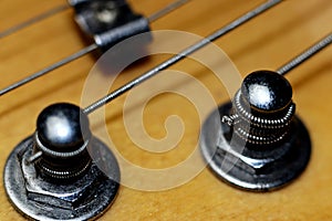 Electric guitar tuners with strings - close up