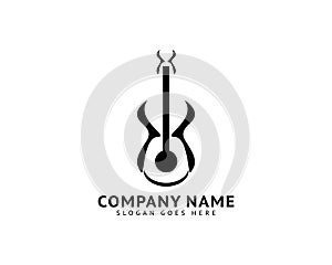 Electric guitar vector illustration icon logo template