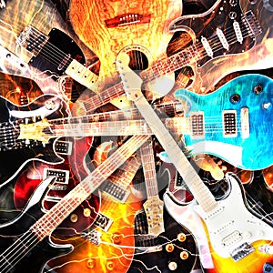 Electric guitars background