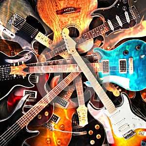 Electric guitars background