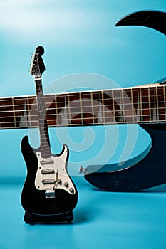 electric guitars on blue isolated background