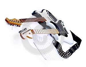 Electric guitars isolated on white