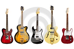 Electric guitars isolated on white background