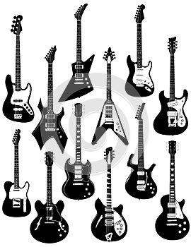 Electric guitars on white