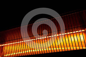 Electric halogen wall heater abstract close up shot