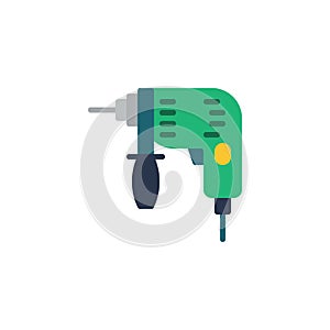 Electric hammer drill flat icon