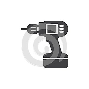 Electric hand drill icon vector, filled flat sign, solid pictogram isolated on white.