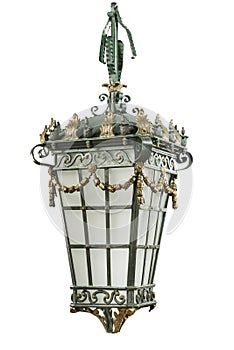 Electric hanging antique lantern outdoors street lamp