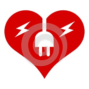 Electric heart icon, simple style