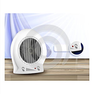 Electric Heater Portable Tool Promo Banner Vector