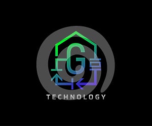 Electric House G Letter Icon Design With Electrical Engineering Component Symbol. Electrical House Service