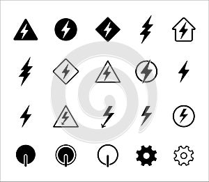 electric icon vector design set, electrical power symbol bundle