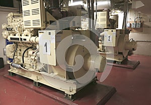 Electric Industrial generator inside power plant