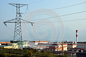 Electric iron tower and plant area photo